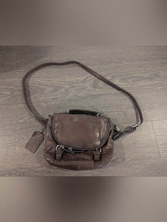Danier Handbags - DANIER Chocolate Brown Leather-Style Crossbody Bag